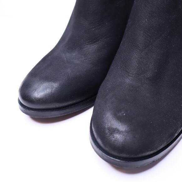 MIA Maddock Ankle Bootie Black Leather Stacked Heeled Side Zip Women's 6 - Picture 3 of 9